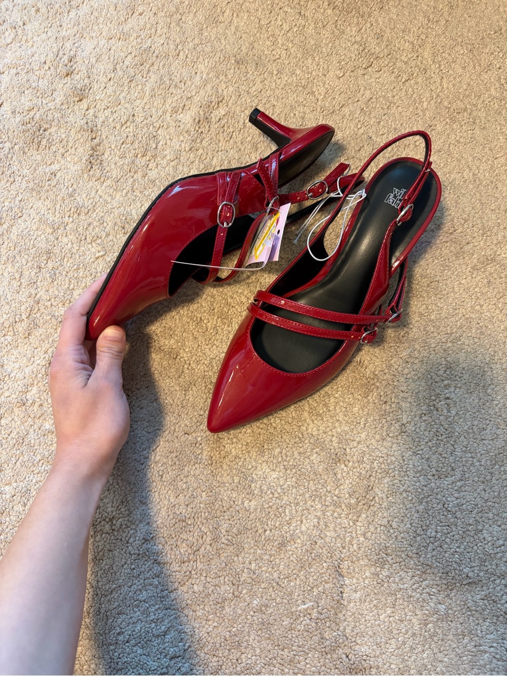 NWT Red Patent Pointed Toe Slingback Heels